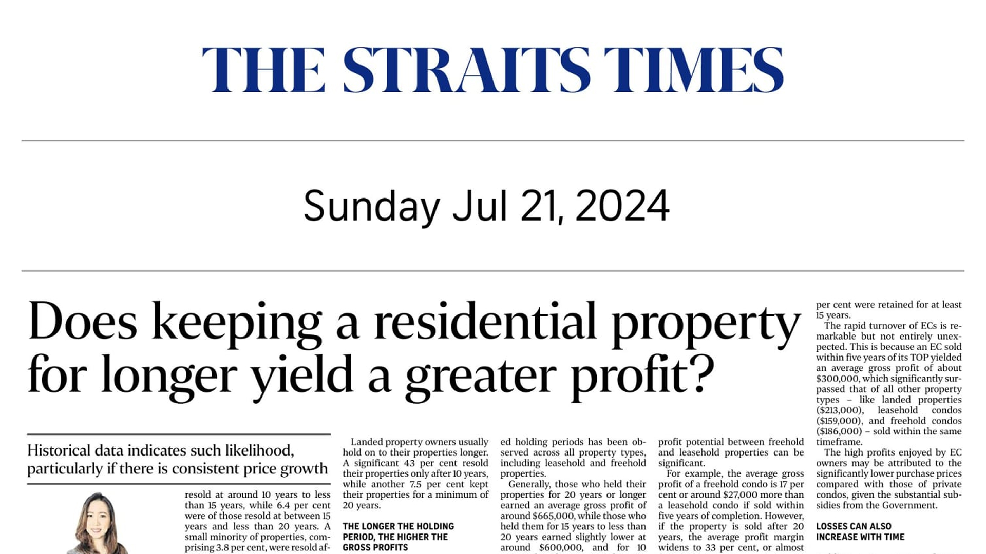 Does keeping a residential property for longer yield a greater profit